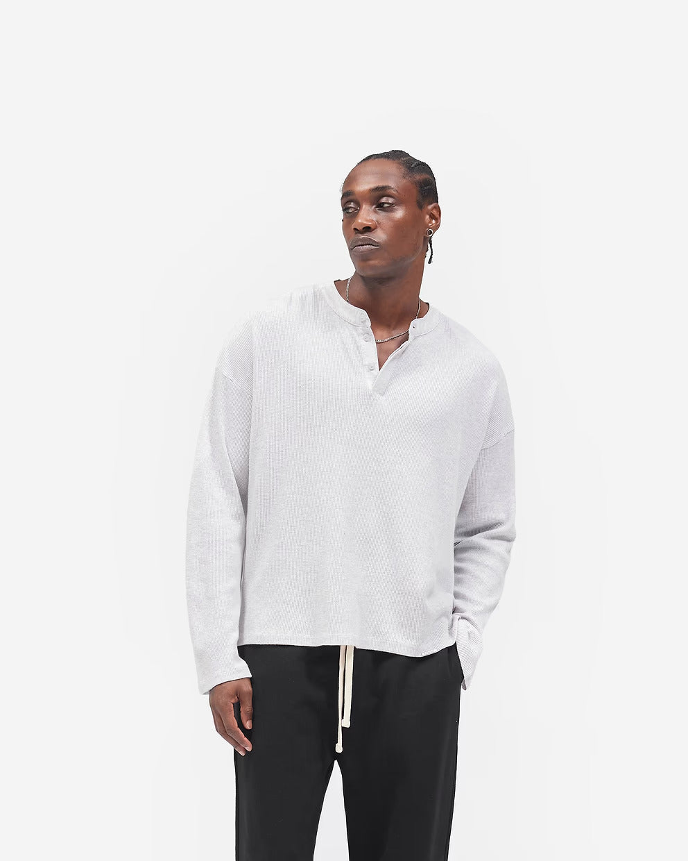 Initial Henley Waffle Long Sleeve T-Shirt