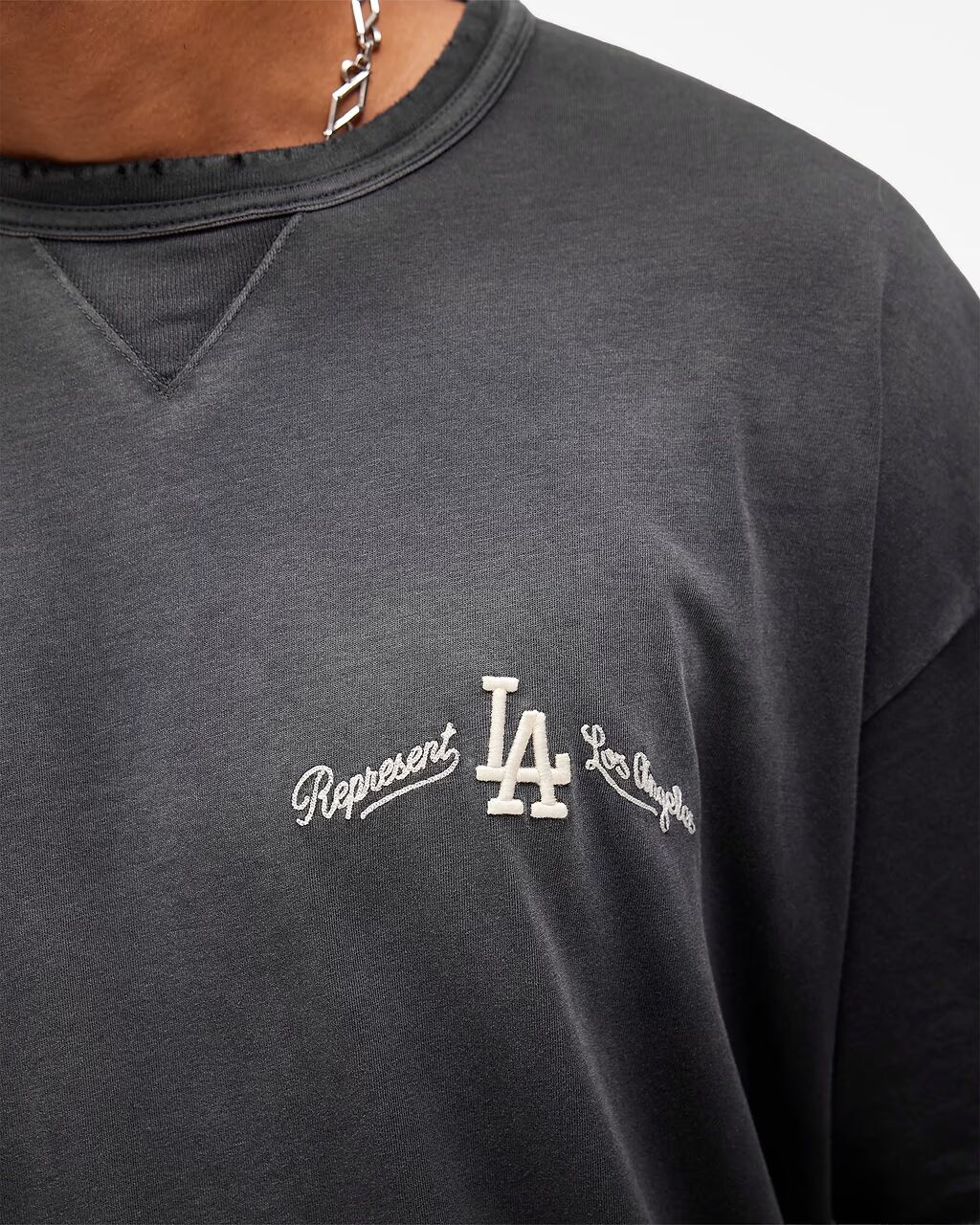 Initial Henley Waffle Long Sleeve T-Shirt Blue