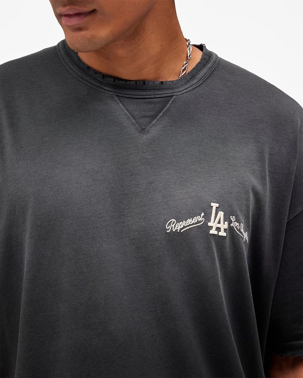 Initial Henley Waffle Long Sleeve T-Shirt Blue